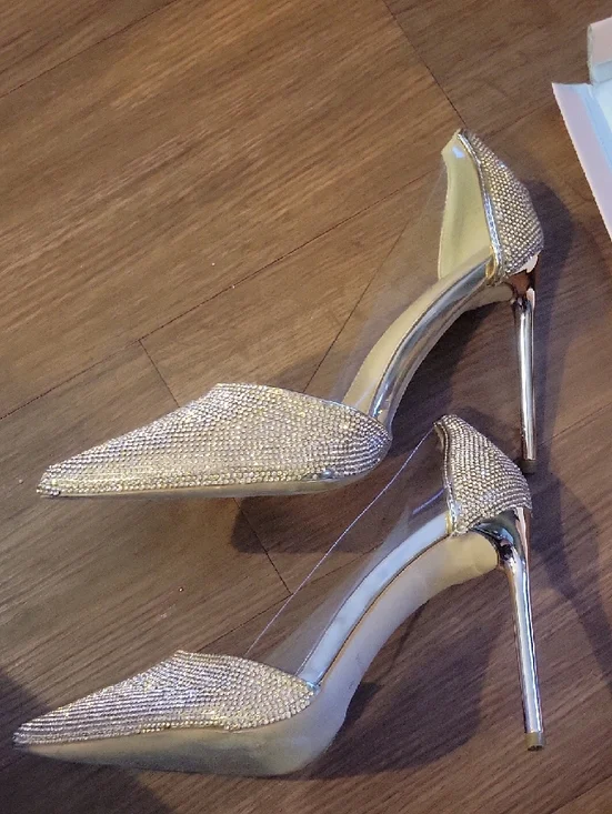 Glaze Women's Gold Crystal Pointed-Toe Heels - Picture 3 of 5